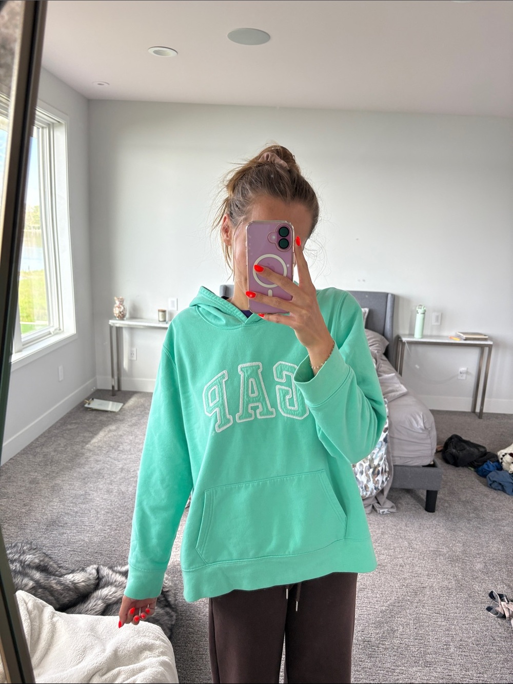 GAP Mint Green Logo Hoodie Sweater